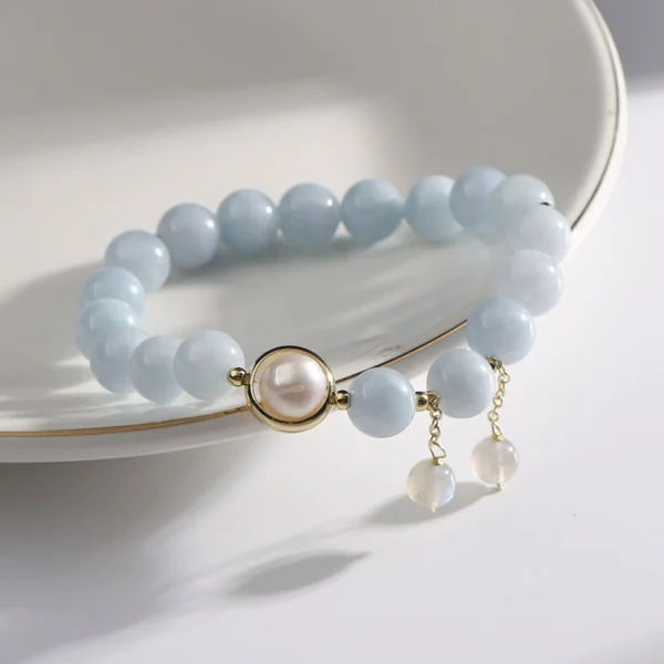 Aquamarine Bracelet with Pearl - Image 2