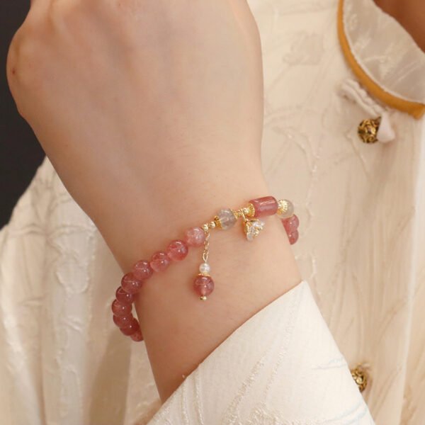 【Love and Soothing】Strawberry Quartz Bracelet with Moonstone Crystal - Image 2