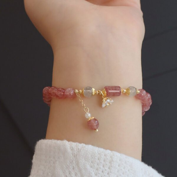 【Love and Soothing】Strawberry Quartz Bracelet with Moonstone Crystal - Image 4